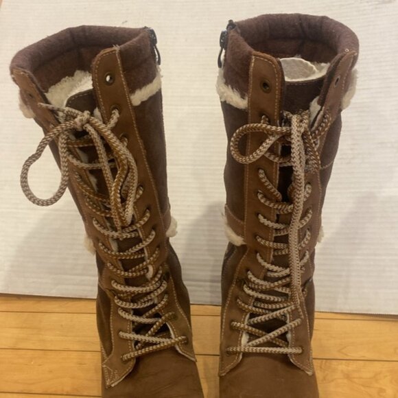 BANFF TRAIL Brown Suede like lace up side zipper water resistant - Picture 11 of 16